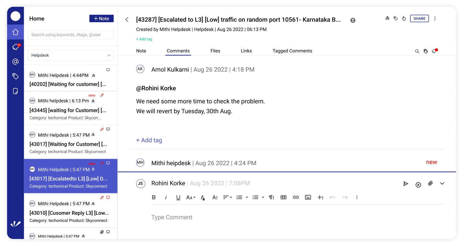 Our Agents and Customers converse around the issue