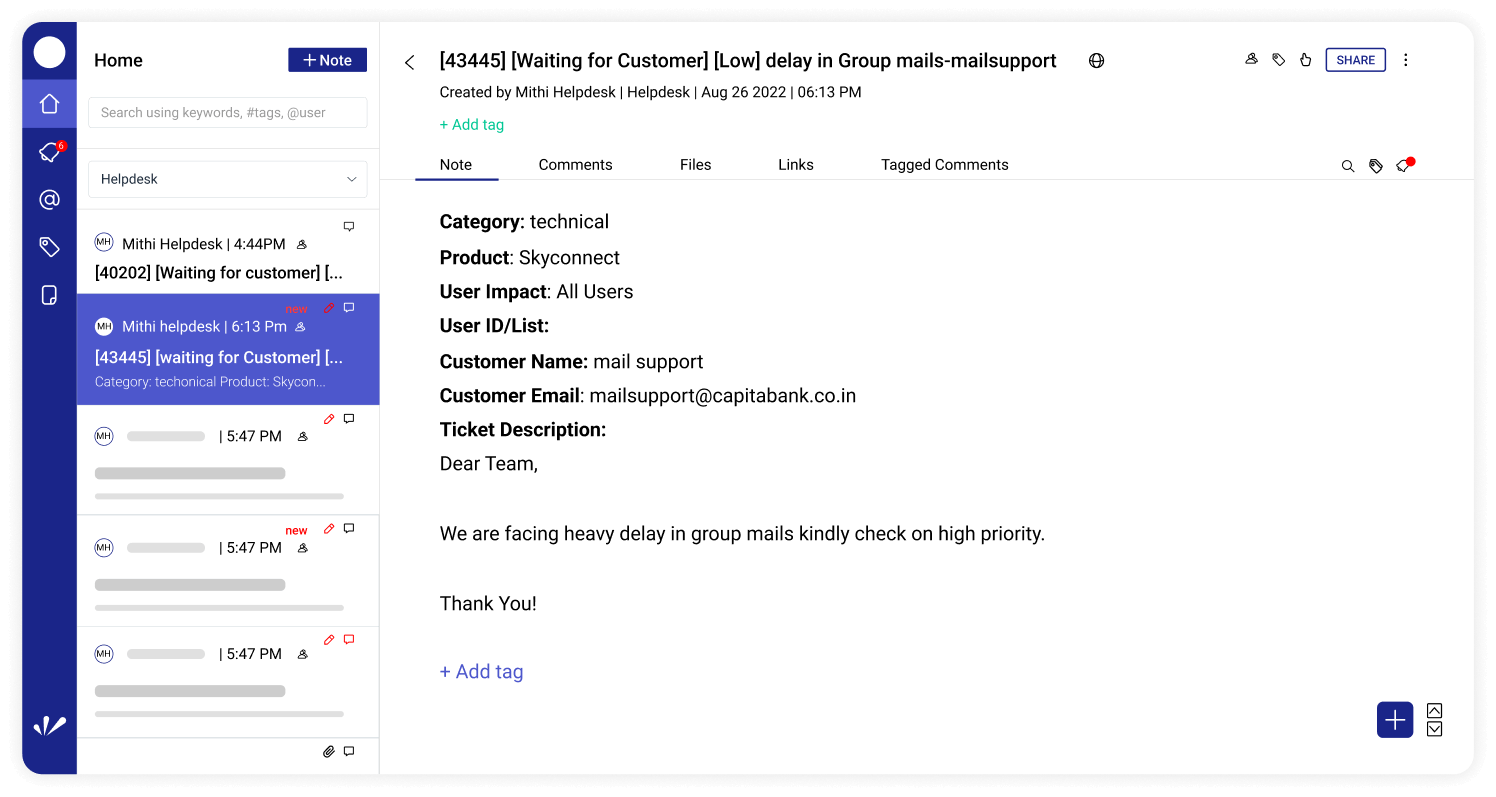 Receive a request for help from the customer