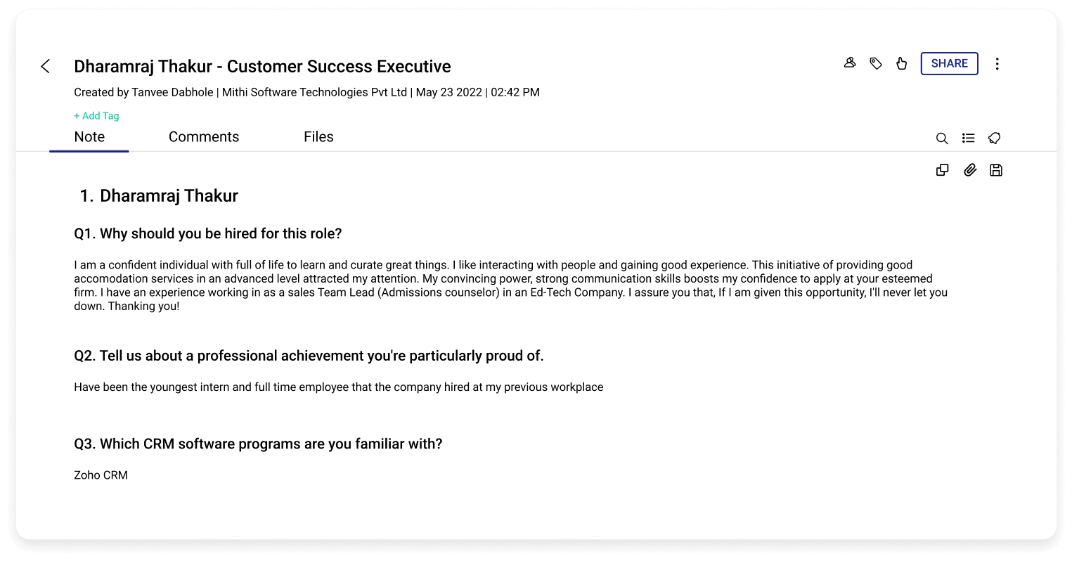 Receive candidate application